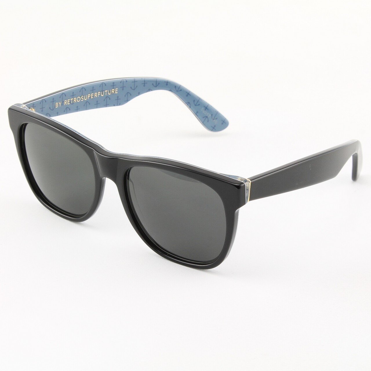 Super Classic 512/3T Sunglasses Black and Blue with Blue Zeiss Lenses by RETROSUPERFUTURE
