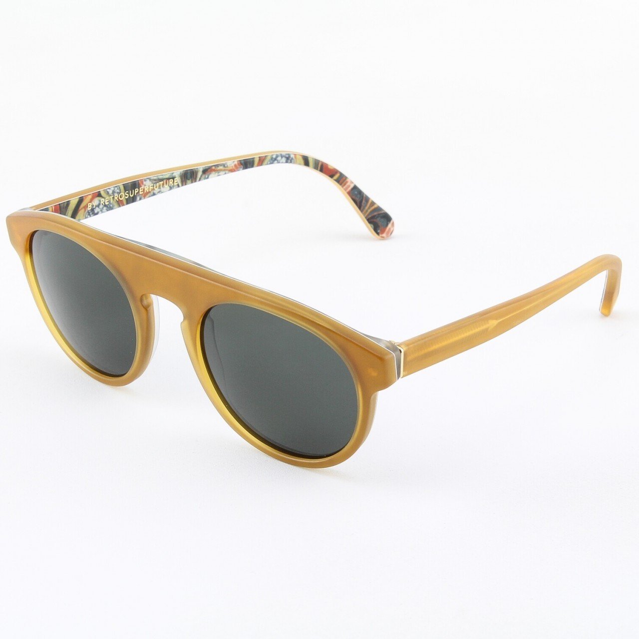 Super Racer 941/3T Sunglasses Ochre Color Pattern with Black Zeiss Lenses by RETROSUPERFUTURE