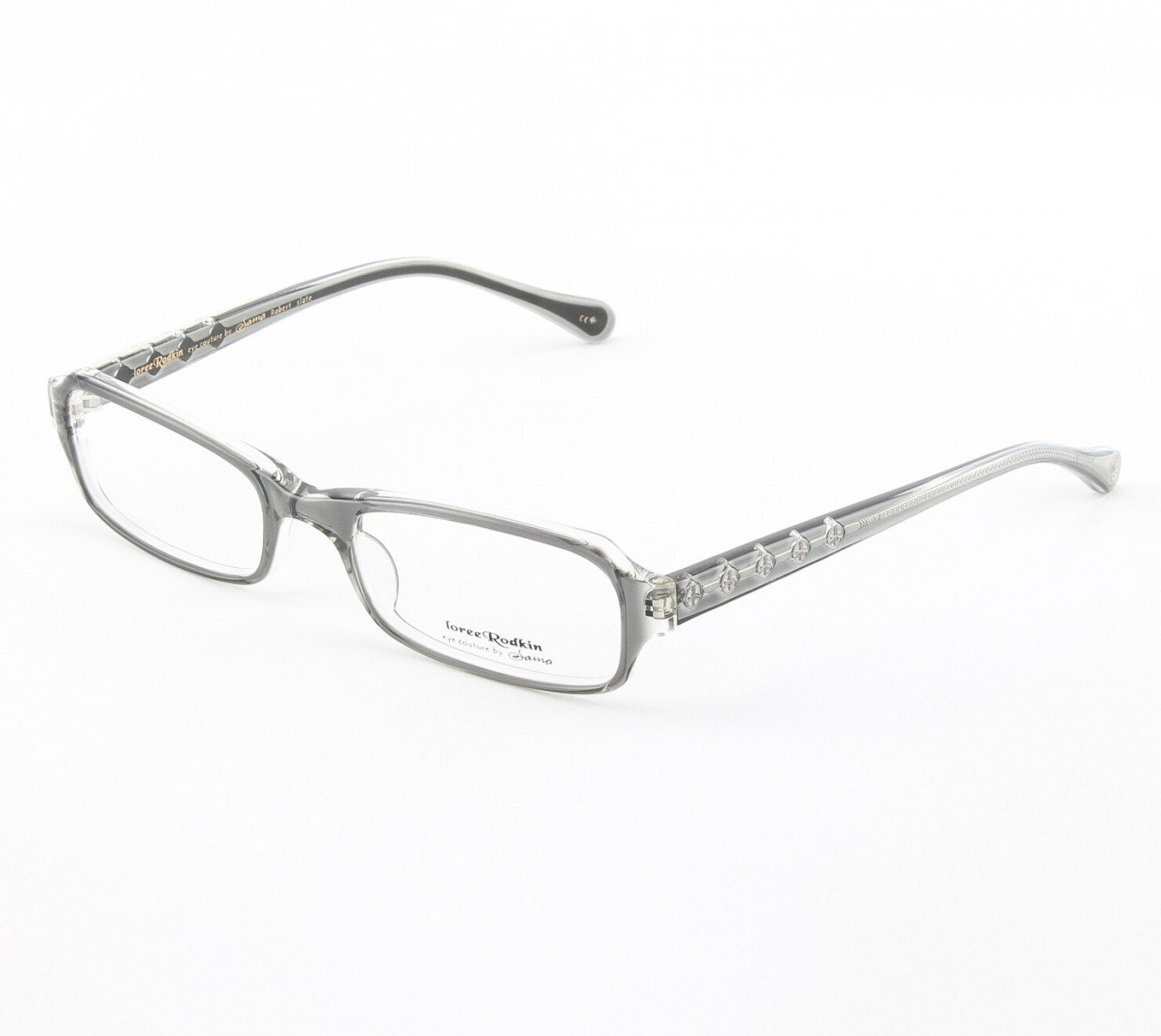 Loree Rodkin Robert Eyeglasses by Sama Col. Slate with Clear Lenses and Decorative Temple Core