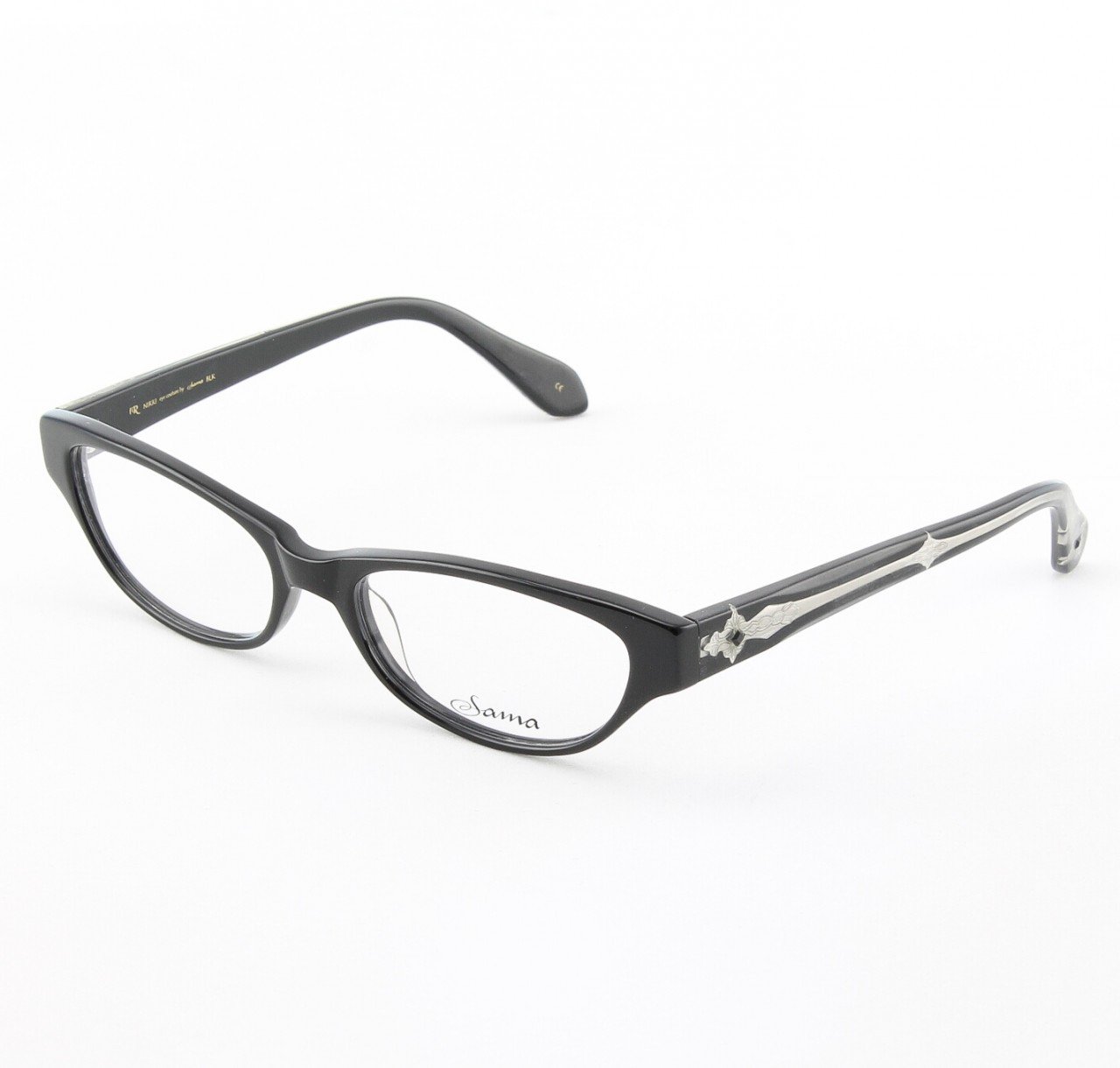 Loree Rodkin Nikki Eyeglasses Black w/ Clear Lenses, Swarovski Crystals and Decorative Temple Core