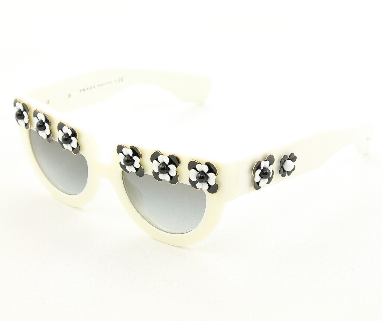 Prada SPR 26PS Sunglasses 7S3-0A7 White with Matching Flower Pattern