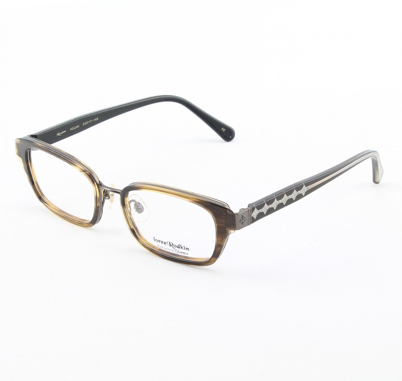 Loree Rodkin Megan Eyeglasses Tortoise w/ Clear Lenses, Plastic Inserts and Decorative Temple Core