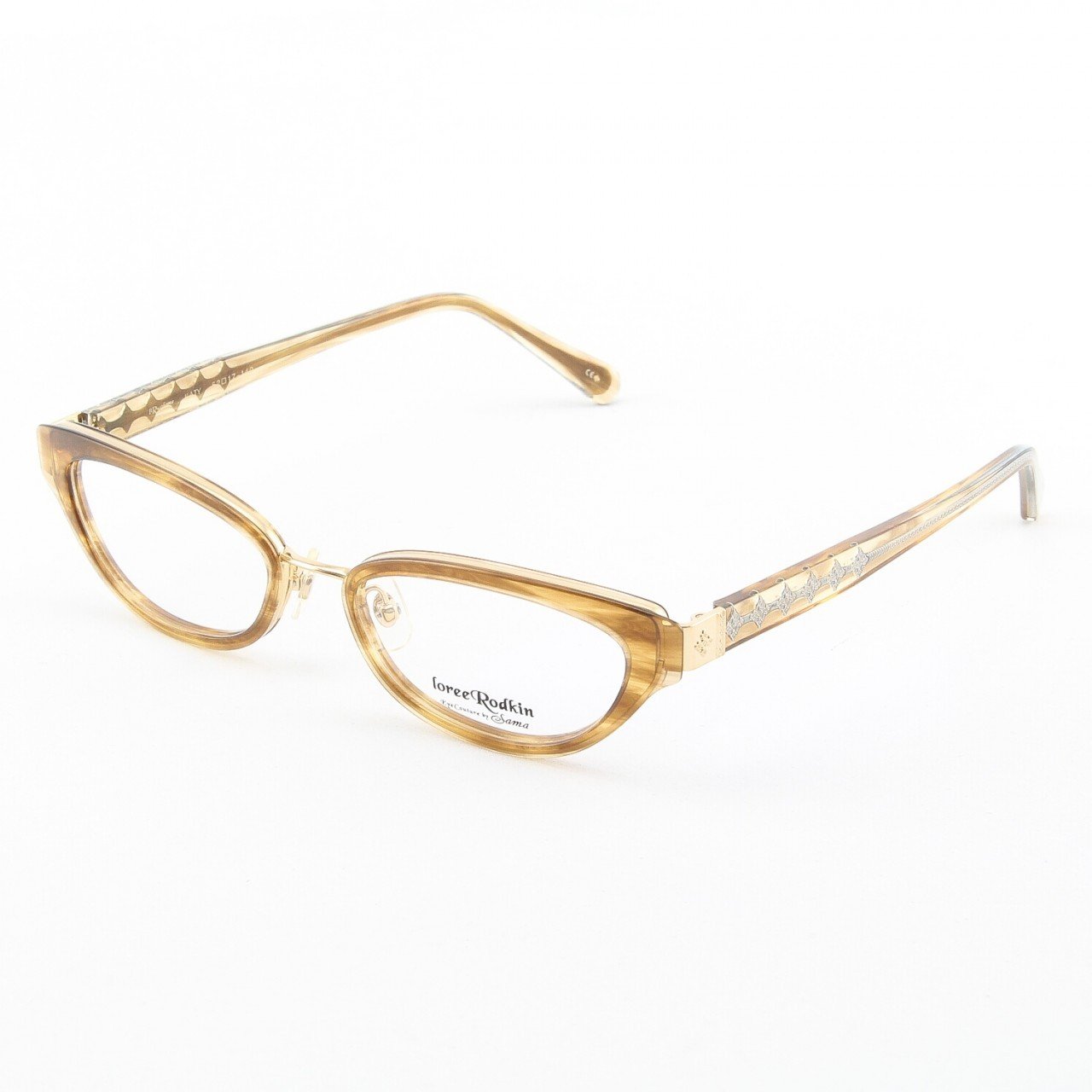Loree Rodkin Katy Eyeglasses Topaz w/ Clear Lenses, Plastic Inserts and Decorative Temple Core