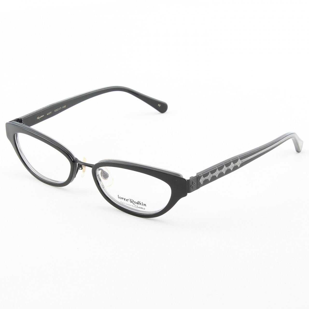 Loree Rodkin Katy Eyeglasses Onyx w/ Clear Lenses, Plastic Inserts and Decorative Temple Core