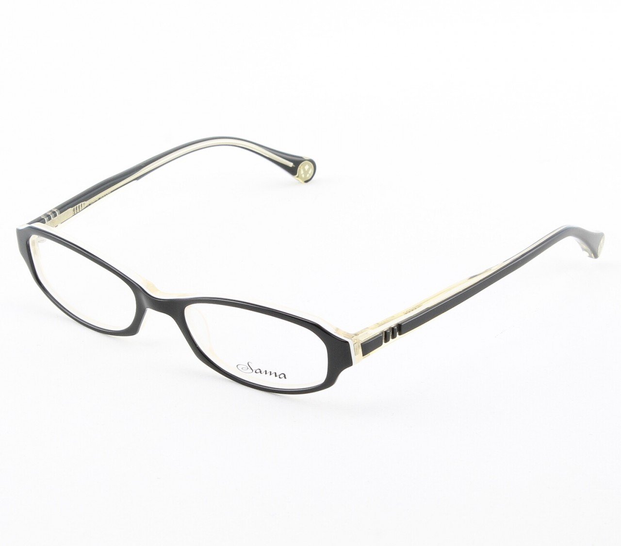 Loree Rodkin Courtney Eyeglasses by Sama Col. Black/Cream with Clear Lenses