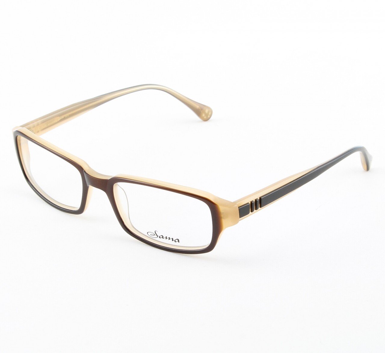 Loree Rodkin Clive Eyeglasses by Sama Col. Brown and Cream with Clear Lenses