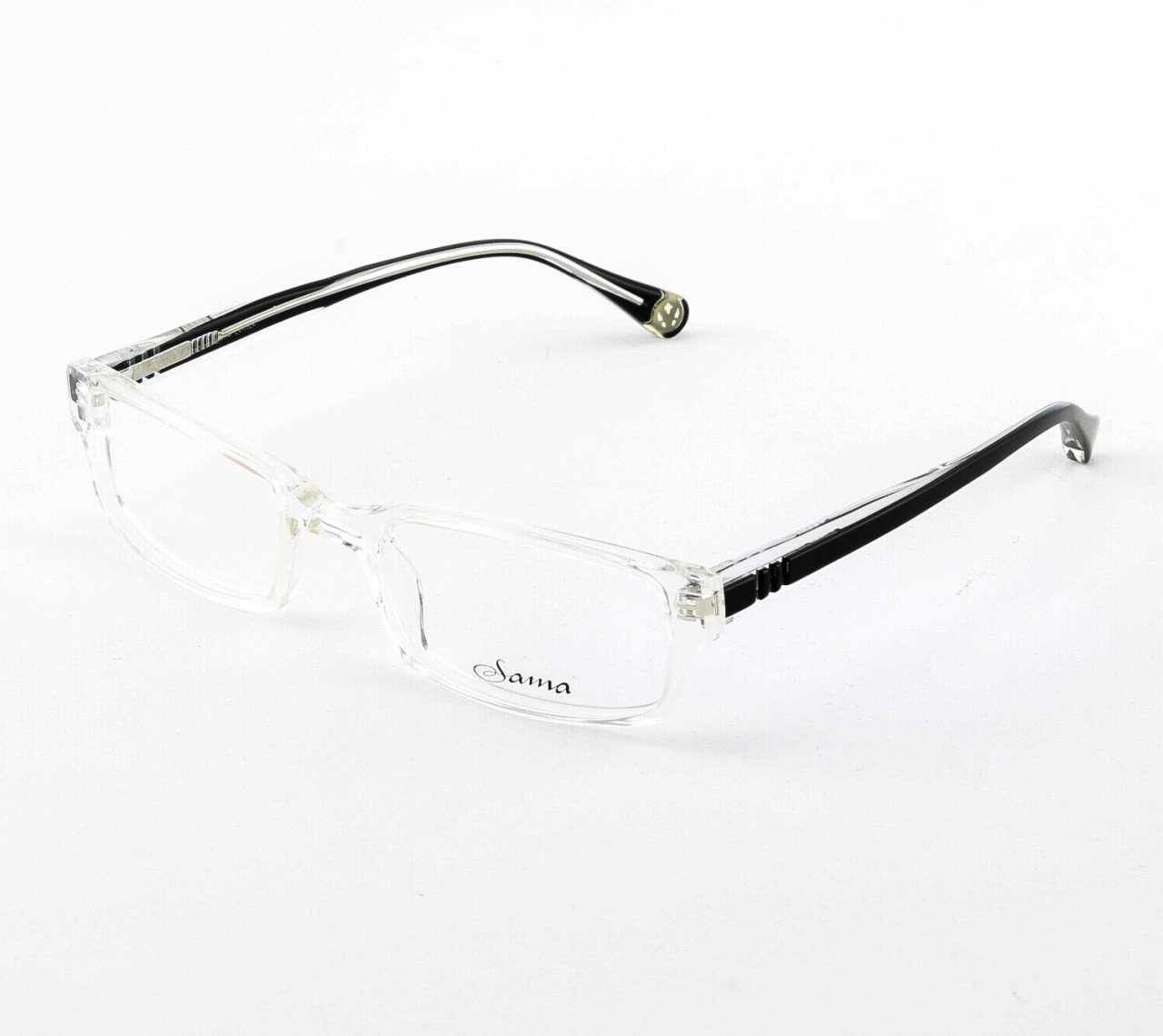 Loree Rodkin Chace Eyeglasses by Sama Col. Clear Crystal/Black with Clear Lenses