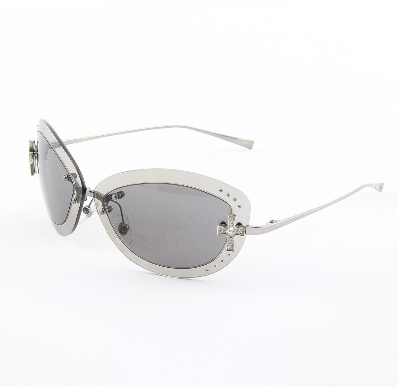 Loree Rodkin Scarlet Sunglasses by Sama Col. Onyx with Gray Lenses and Swarovski Crystals