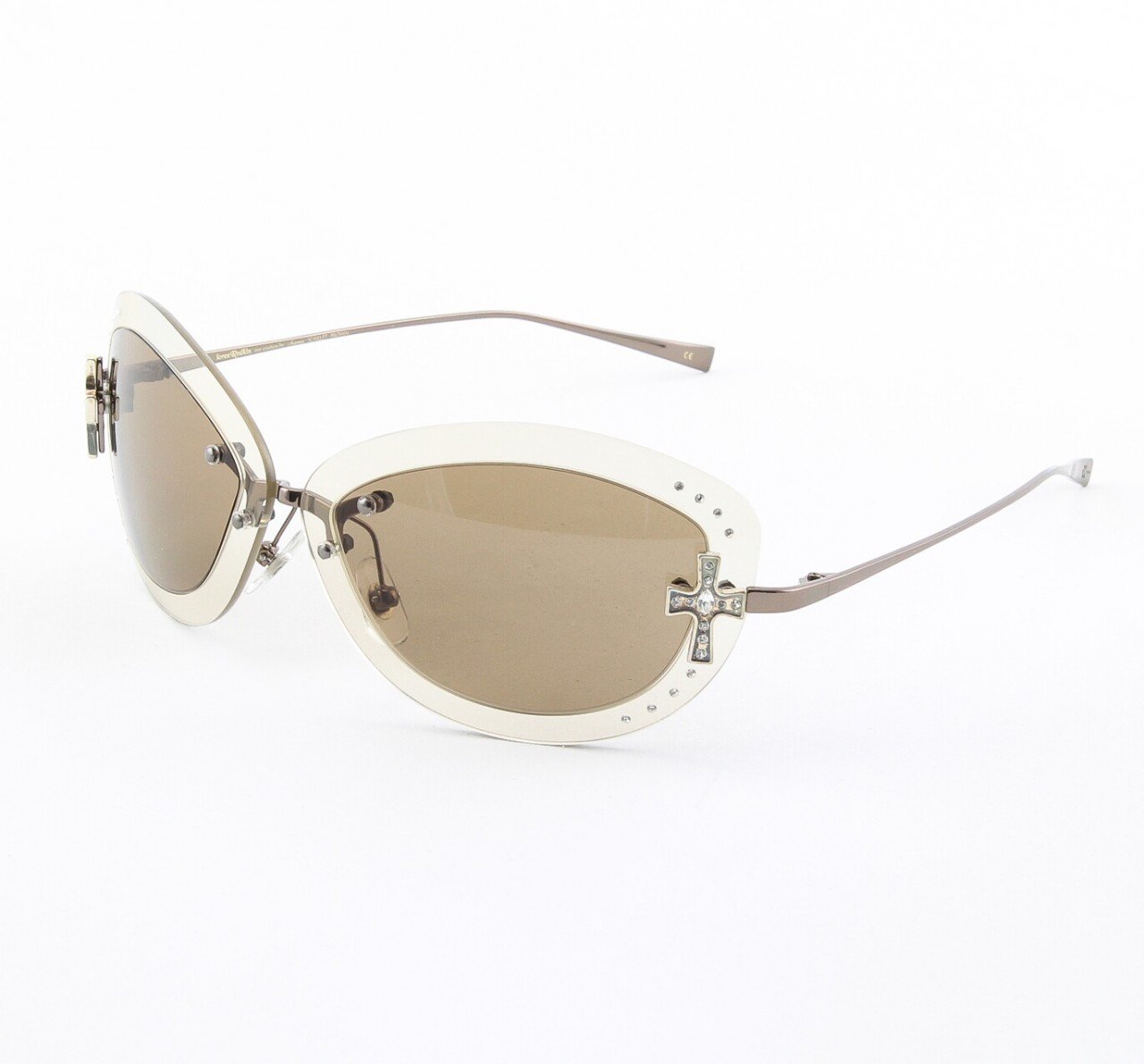 Loree Rodkin Scarlet Sunglasses by Sama Col. Lavender with Brown Lenses and Swarovski Crystals