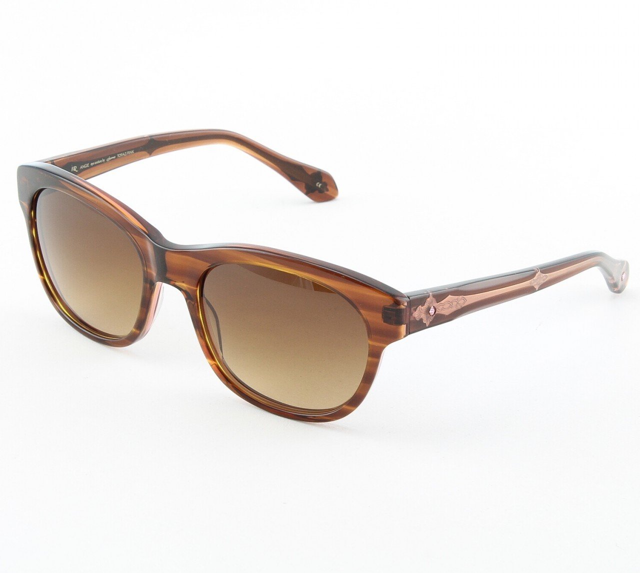 Loree Rodkin Angie Sunglasses Topaz/Pink w/ Brown Gradient Lenses & Swarovski Crystals