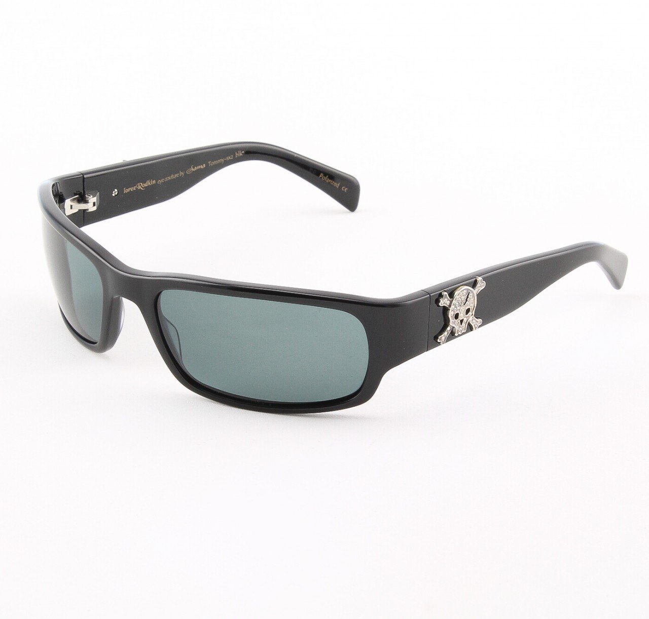 Loree Rodkin Tommy-SX2 Sunglasses Black w/ Polarized Lenses, Sterling Silver, Swarovski Crystals