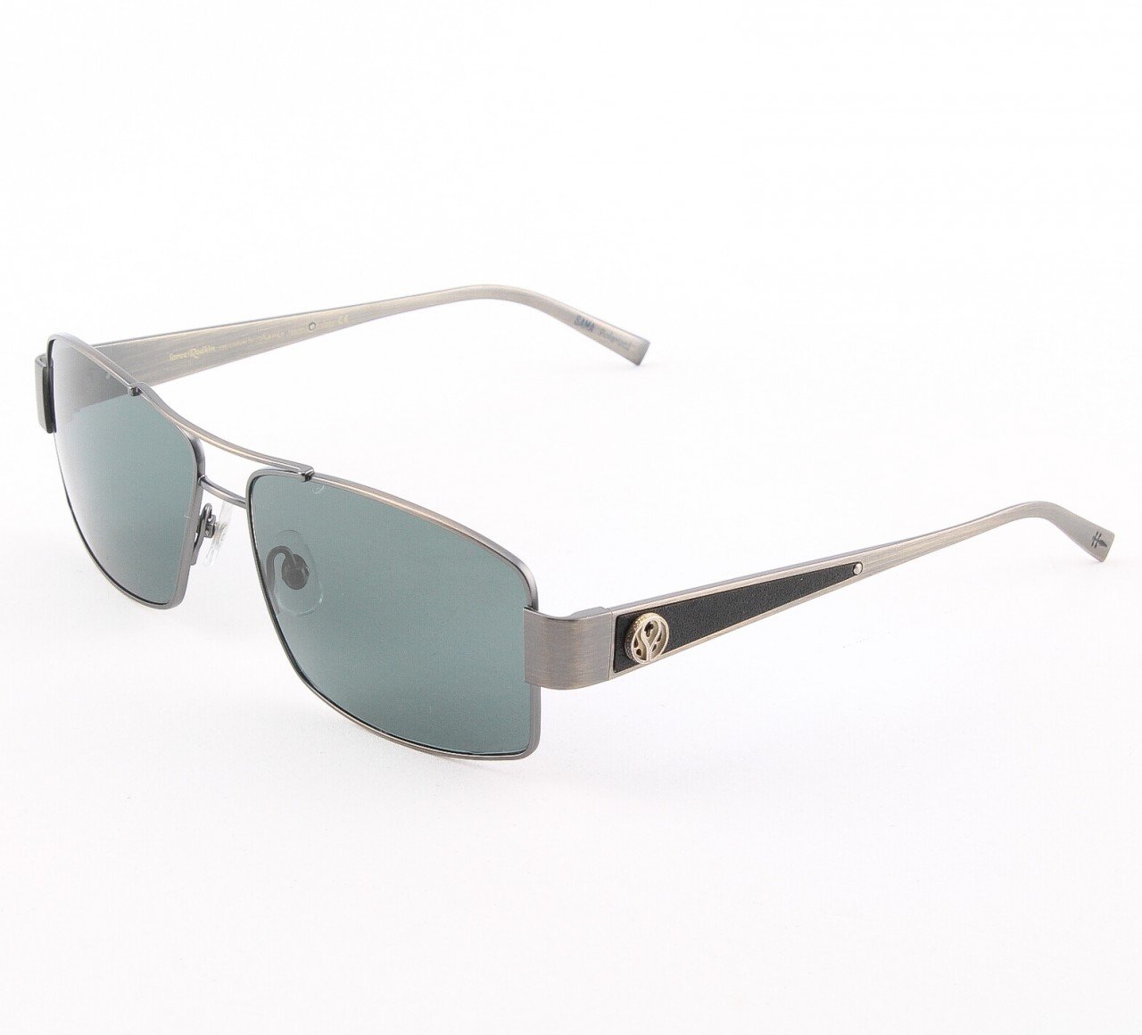 Loree Rodkin Jason Sunglasses by Sama Col. Slate with Gray Lenses, Leather and Sterling Silver