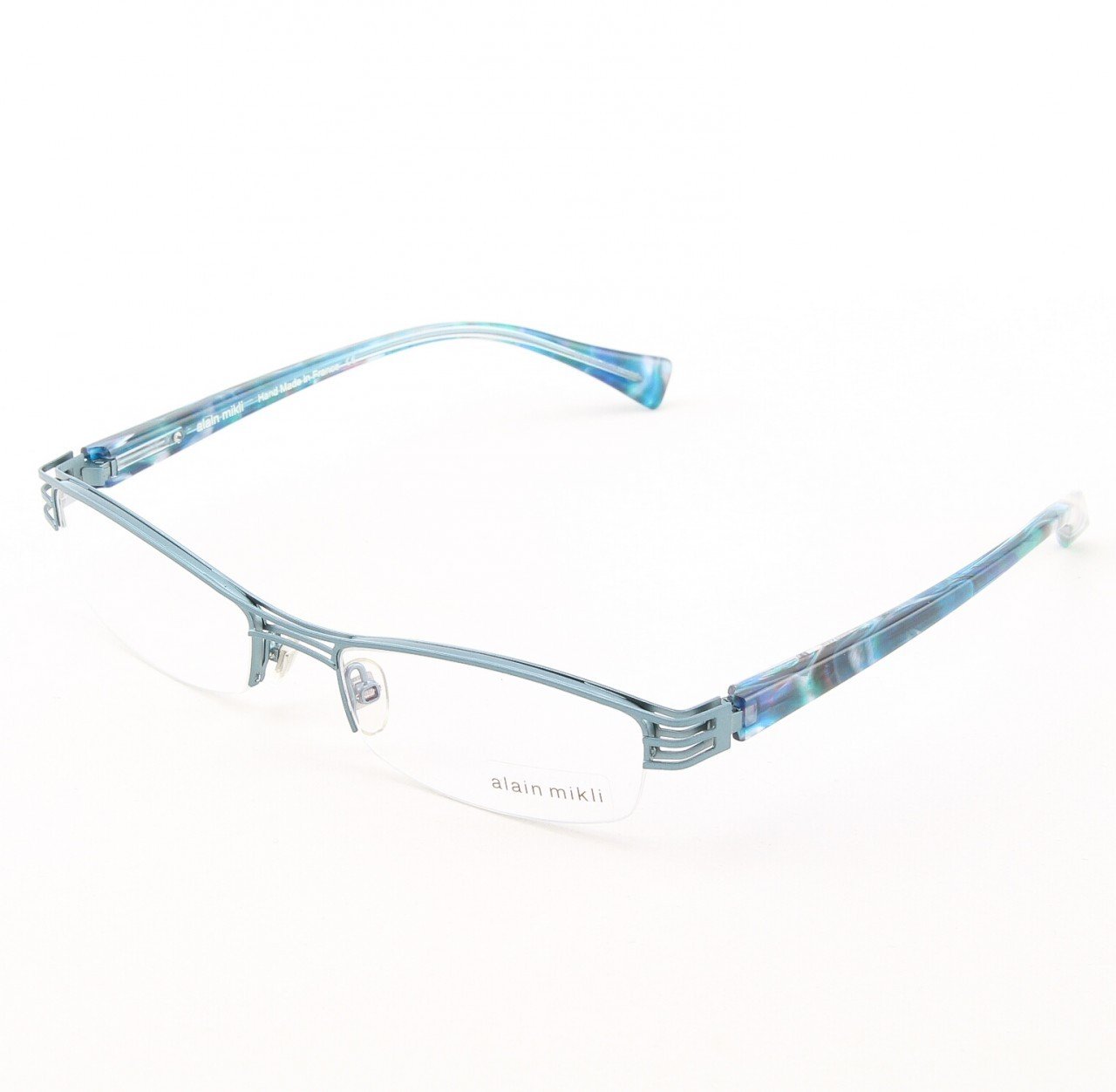 Alain Mikli Eyeglasses AL1106 Col. M00R Matte Charcoal with Pearlized Torqoise Temples