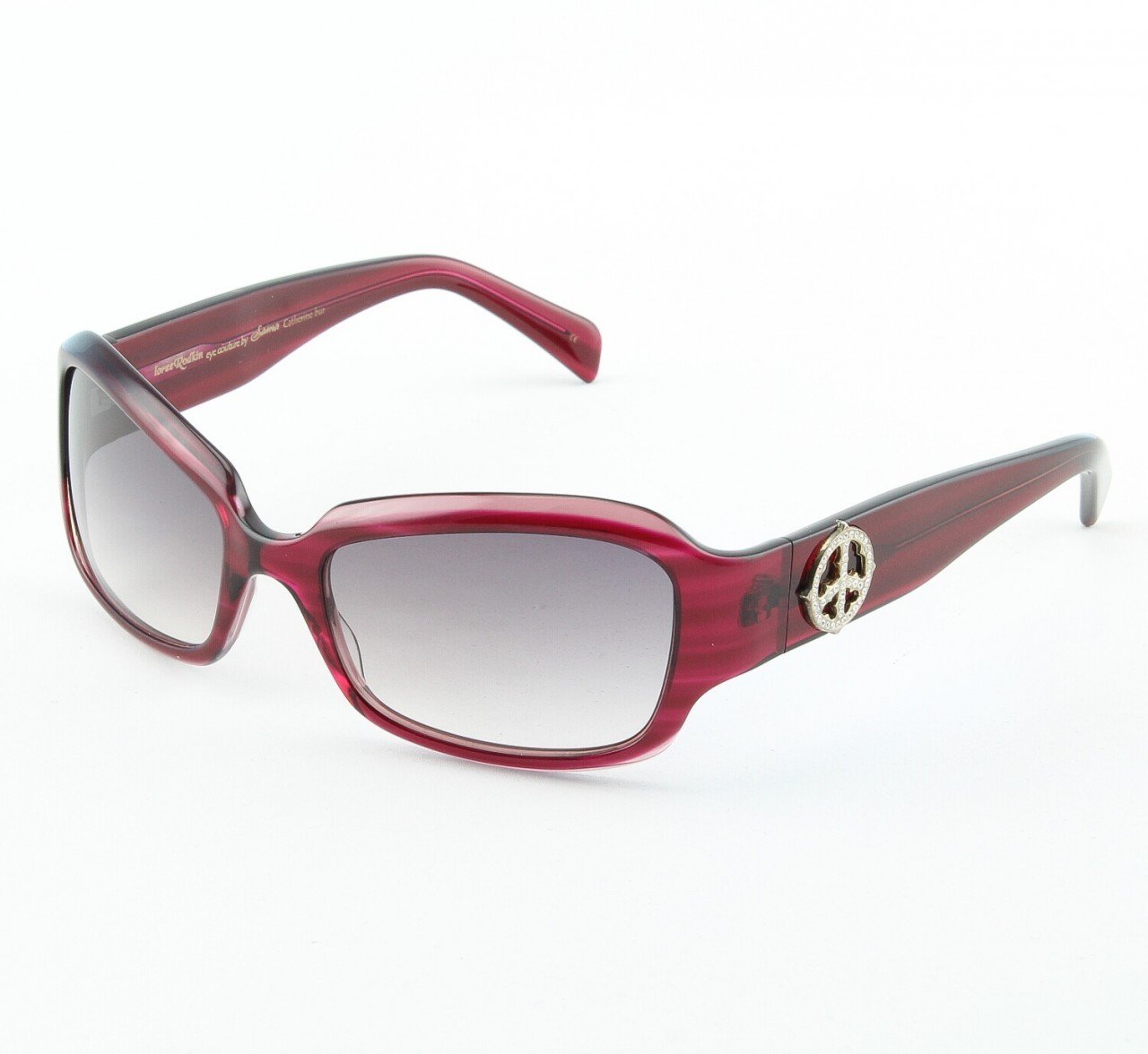 Loree Rodkin Catherine Sunglasses Burgundy w/ Gradient Lenses, Sterling Silver, Crystals