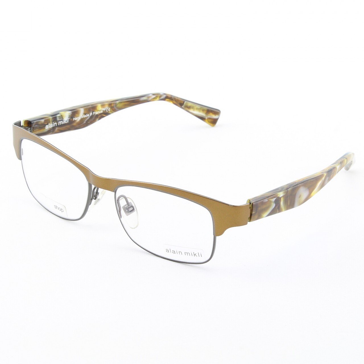Alain Mikli Eyeglasses AL1052 Col. 201 Copper with Pearlized Gold Tortoise Temples
