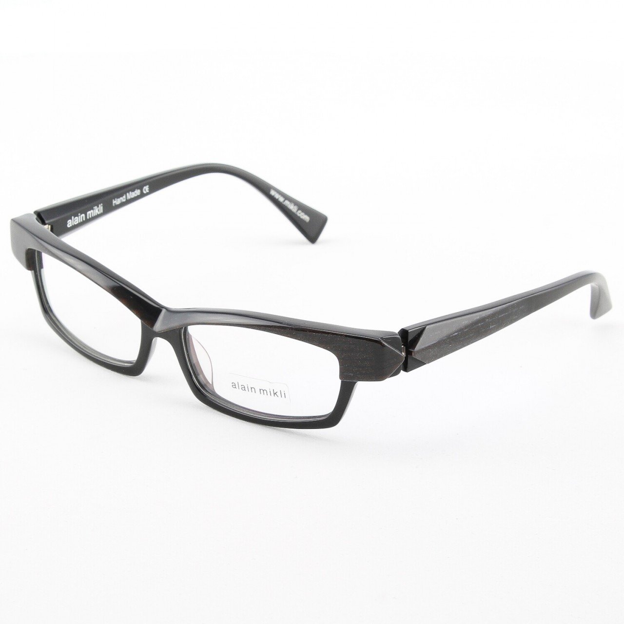Alain Mikli Eyeglasses AL0932 Col. 1 Black Iridescent Frame with Temple Accent
