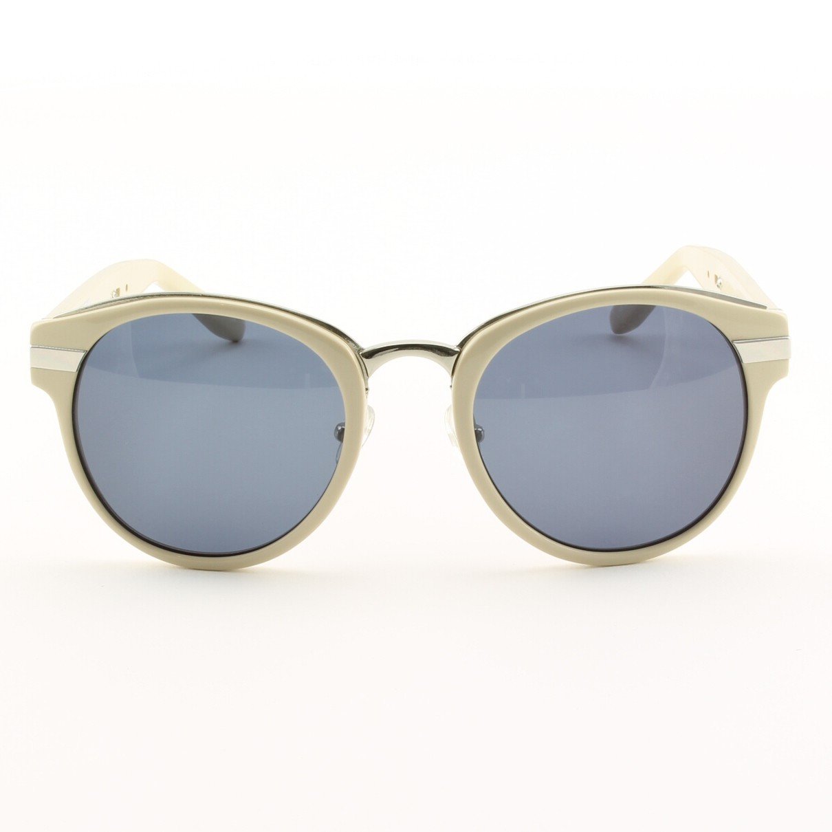 Alexander Wang x Linda Farrow 009 C. 3 Sunglasses in Cream Stripe w/ Blue Lenses