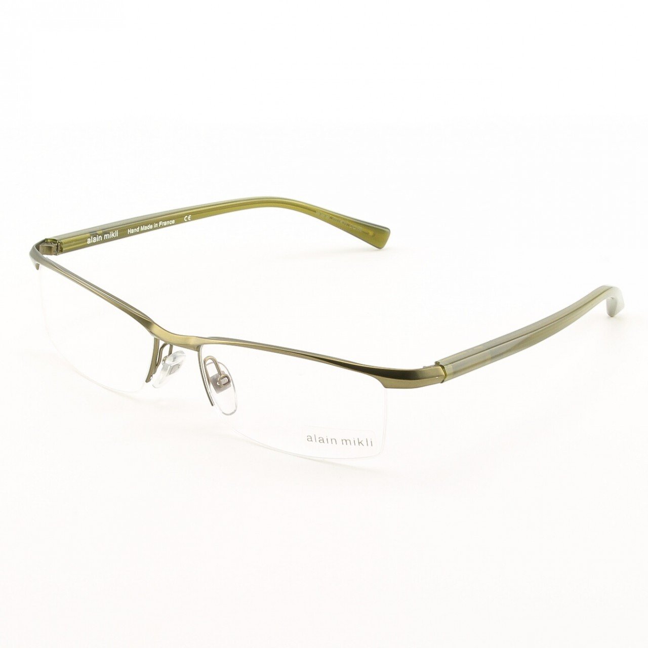 Alain Mikli Eyeglasses AL0888 Col. 6 Matte Green with Green Herringbone Temples