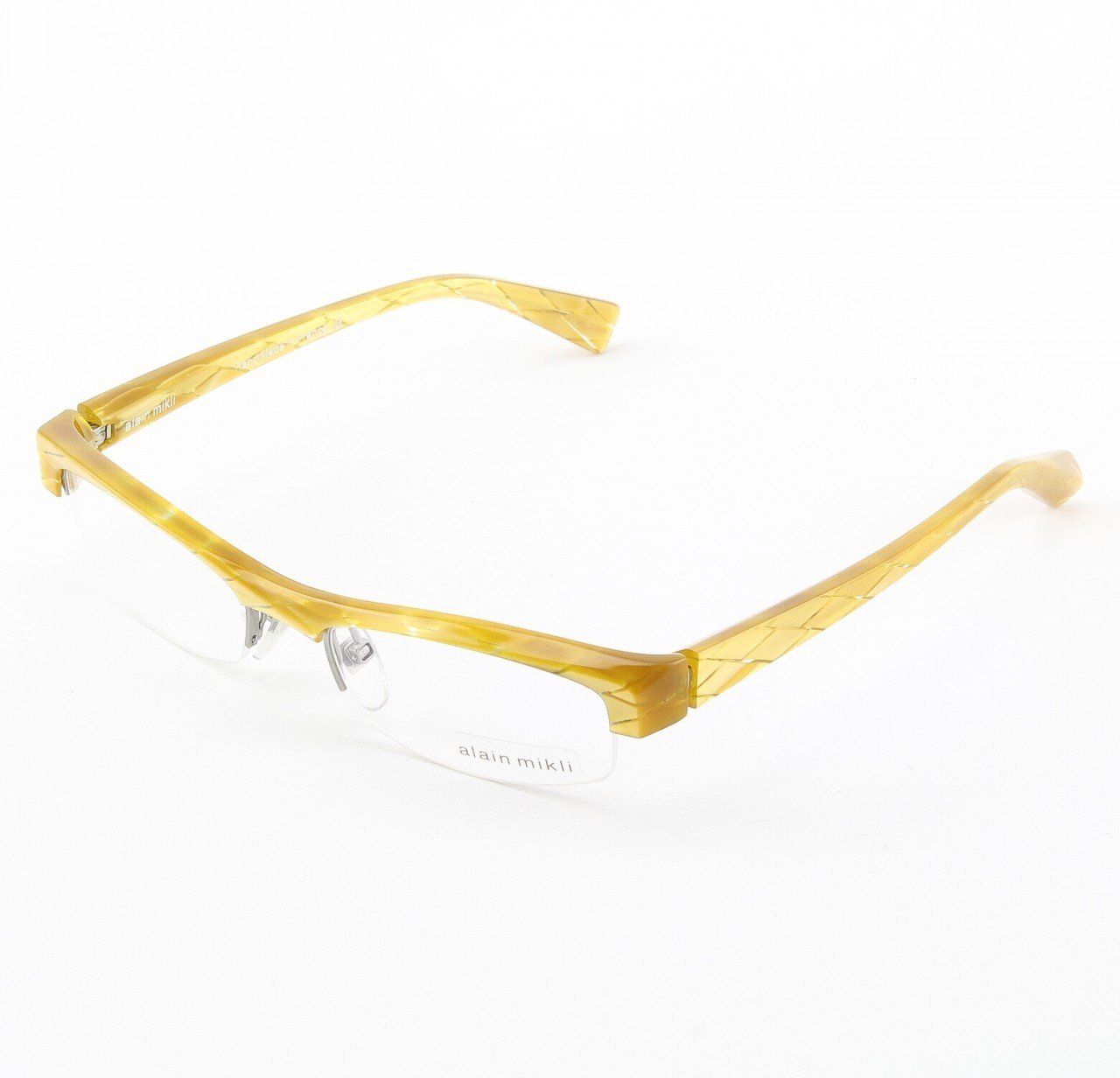 Alain Mikli Eyeglasses AL0831 Col. 14 Marbled Yellow Gold Diamond