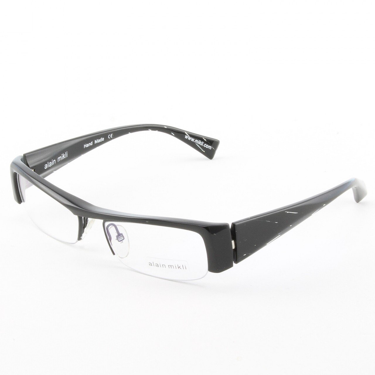 Alain Mikli Eyeglasses AL0795 Col. 1 High Gloss Black with Subtle Diagonal Pattern