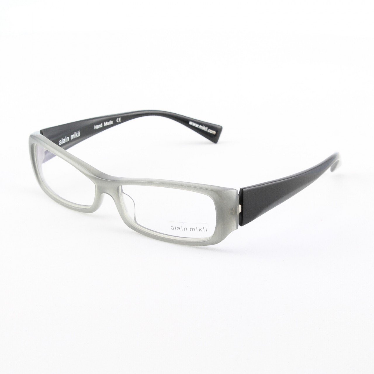 Alain Mikli Eyeglasses AL0793 Col. 12 Light Gray Translucent Frame with High Gloss Black Temples