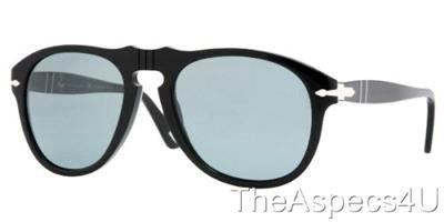 Persol PO0649 95/4N 52 Sunglasses Black w/ Blue Photo Polar Lenses Authentic 649