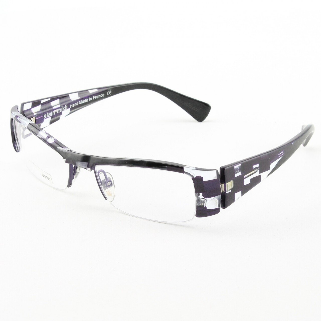 Alain Mikli Eyeglasses AL0757 Col. 98 Deep Purple and Clear with Purple and Clear Temples