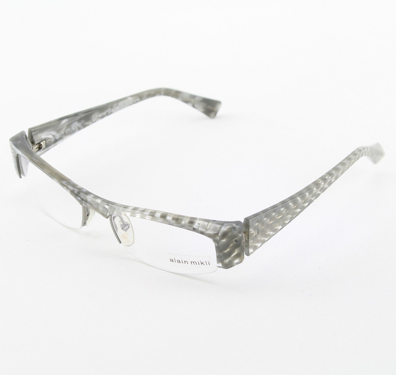 Alain Mikli Eyeglasses AL0734 Col. 26 Pearlized Gray Marble and Checkerboard