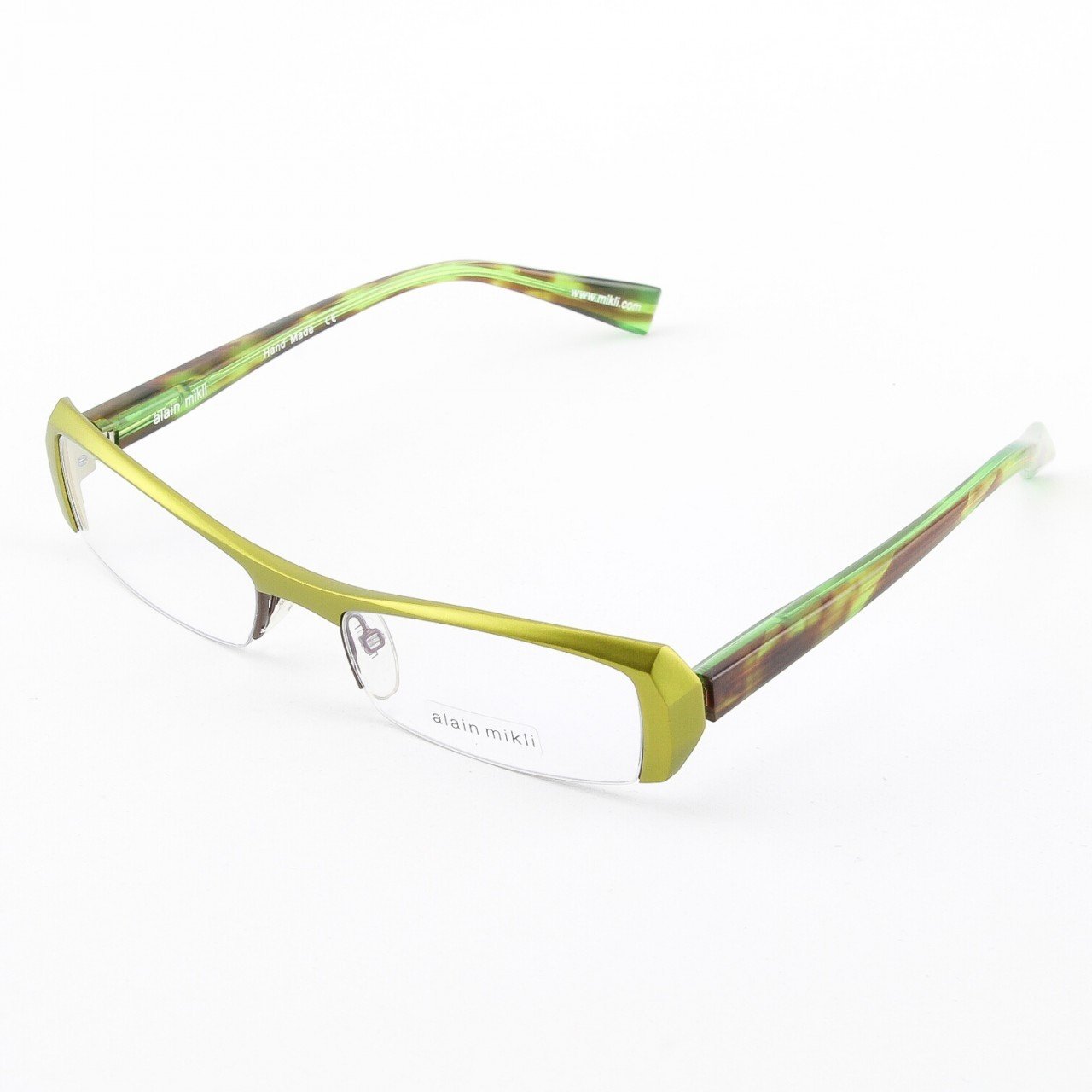 Alain Mikli Eyeglasses AL0613 Col. 16 Metallic Green Frame with Mottled Brown/Green Temples