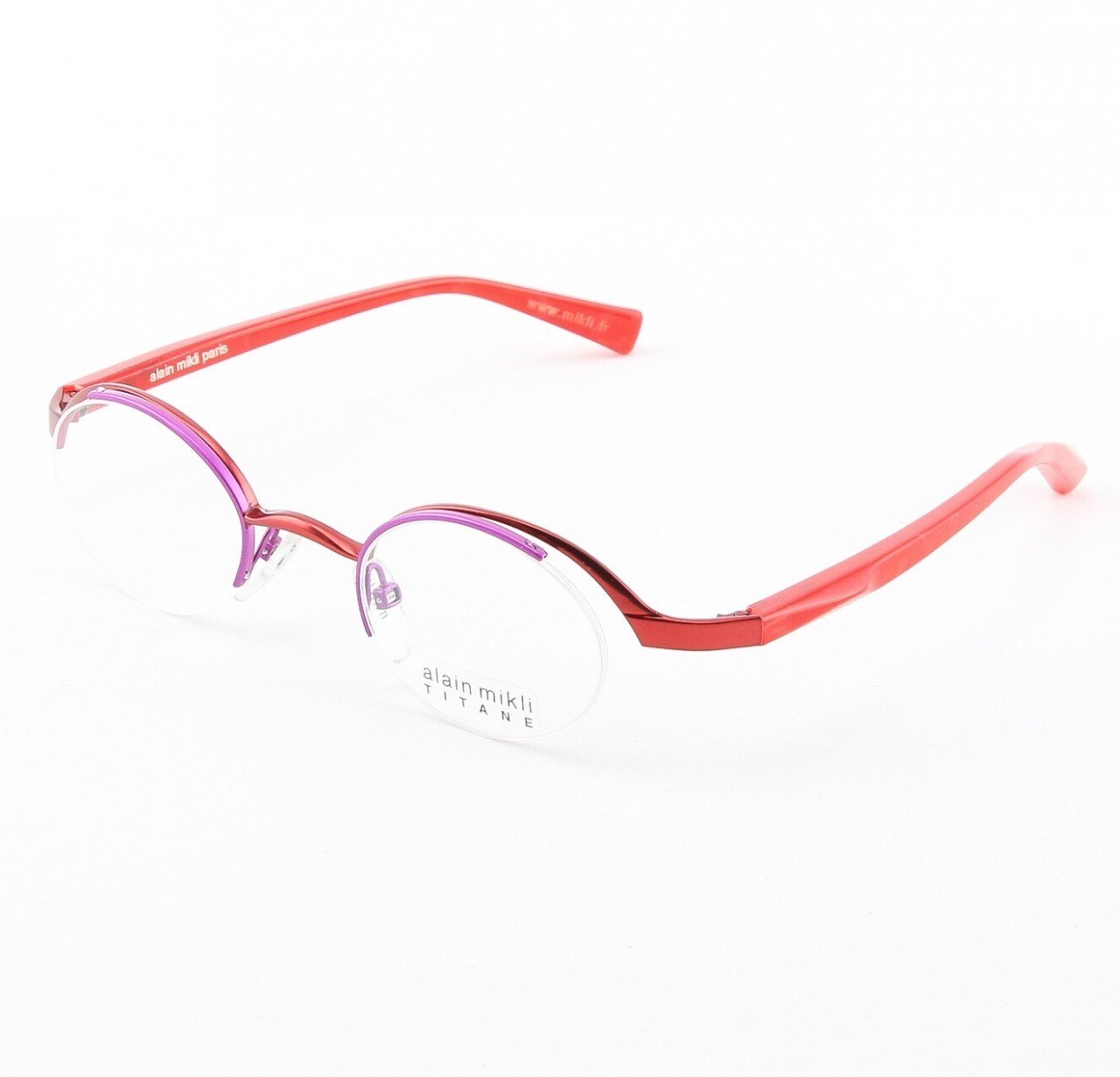 Alain Mikli Eyeglasses AL0552 Col. 14 Purple Metallic with Raspberry Temples