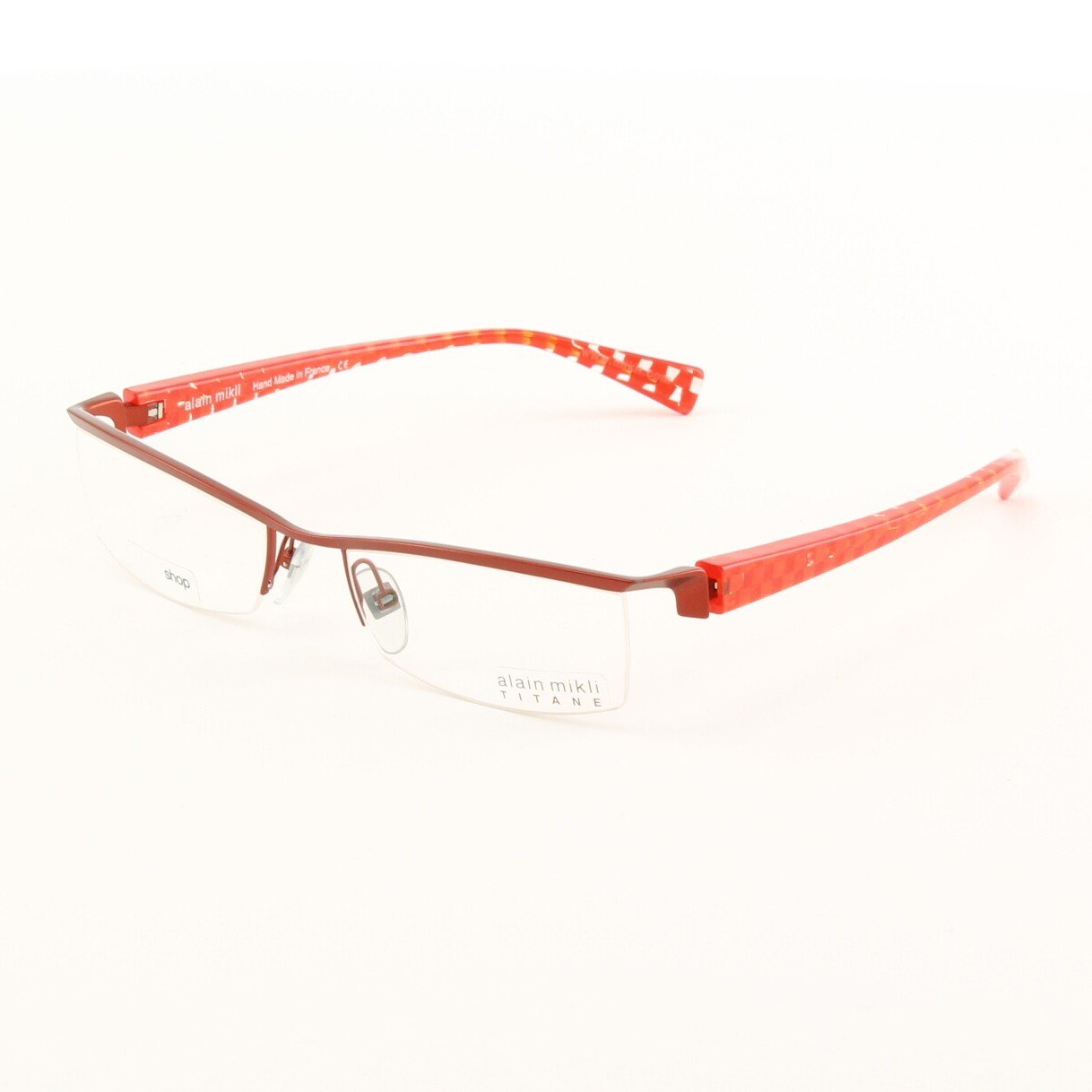 Alain Mikli Eyeglasses AL0523 Col. 20 Licorice Metallic Frame with Checkerboard Temples