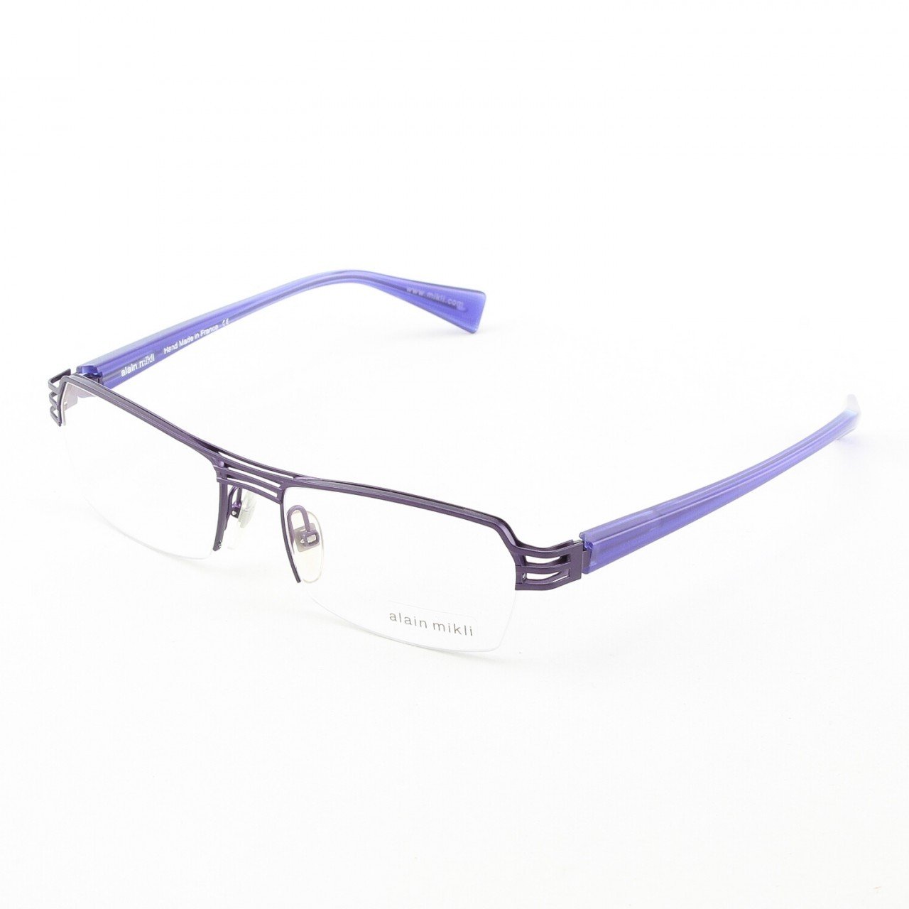 Alain Mikli Eyeglasses AL1107 Col. M00V Purple Metal with Translucent Purple Temples