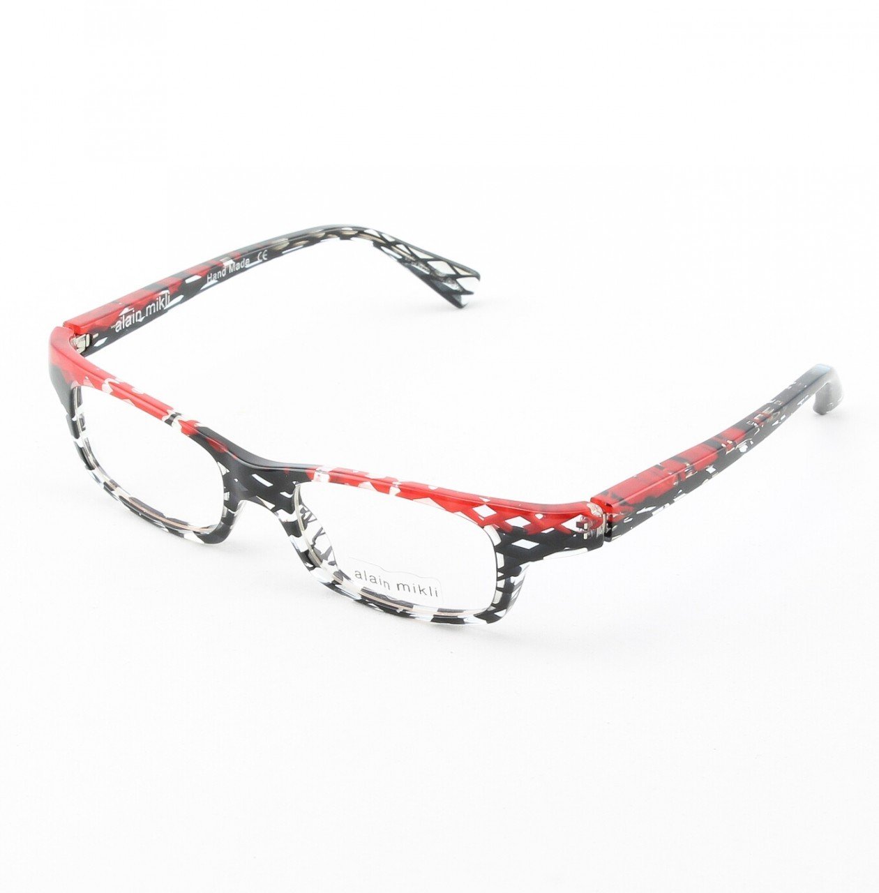Alain Mikli Eyeglasses AL0690 74 Black and Clear Spatter Pattern with Black Accents