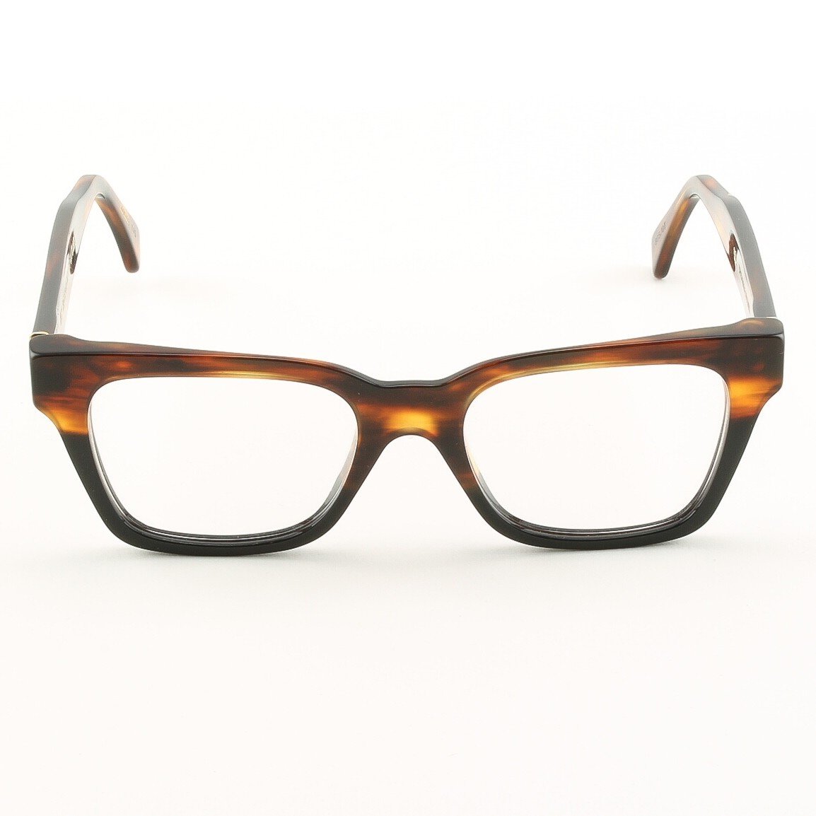 Super America 805 Eyeglasses Striped Tobacco and Black with Clear Zeiss Lenses by RETROSUPERFUTURE