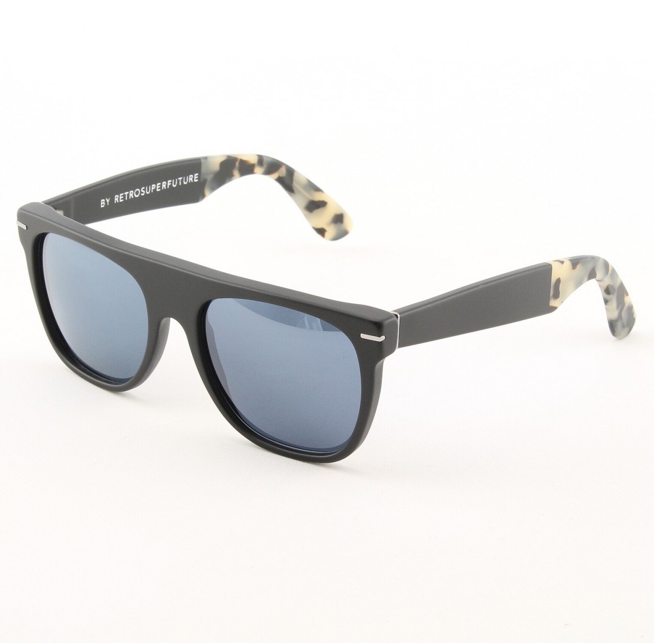 Super Flat Top 907/3T Sunglasses Black Puma with Blue Zeiss Lenses by RETROSUPERFUTURE