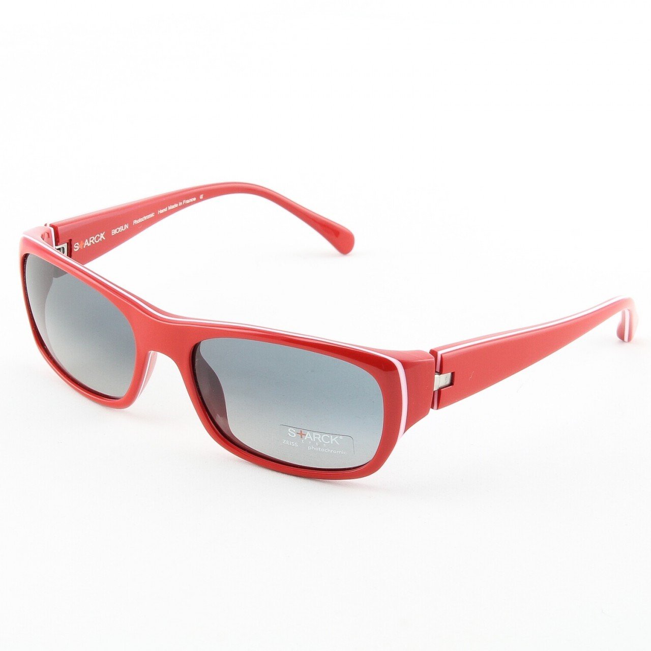 Starck Sunglasses P0650 Col. 27 U4 Red, White Stripe with Black Gradient Photochromic Lenses