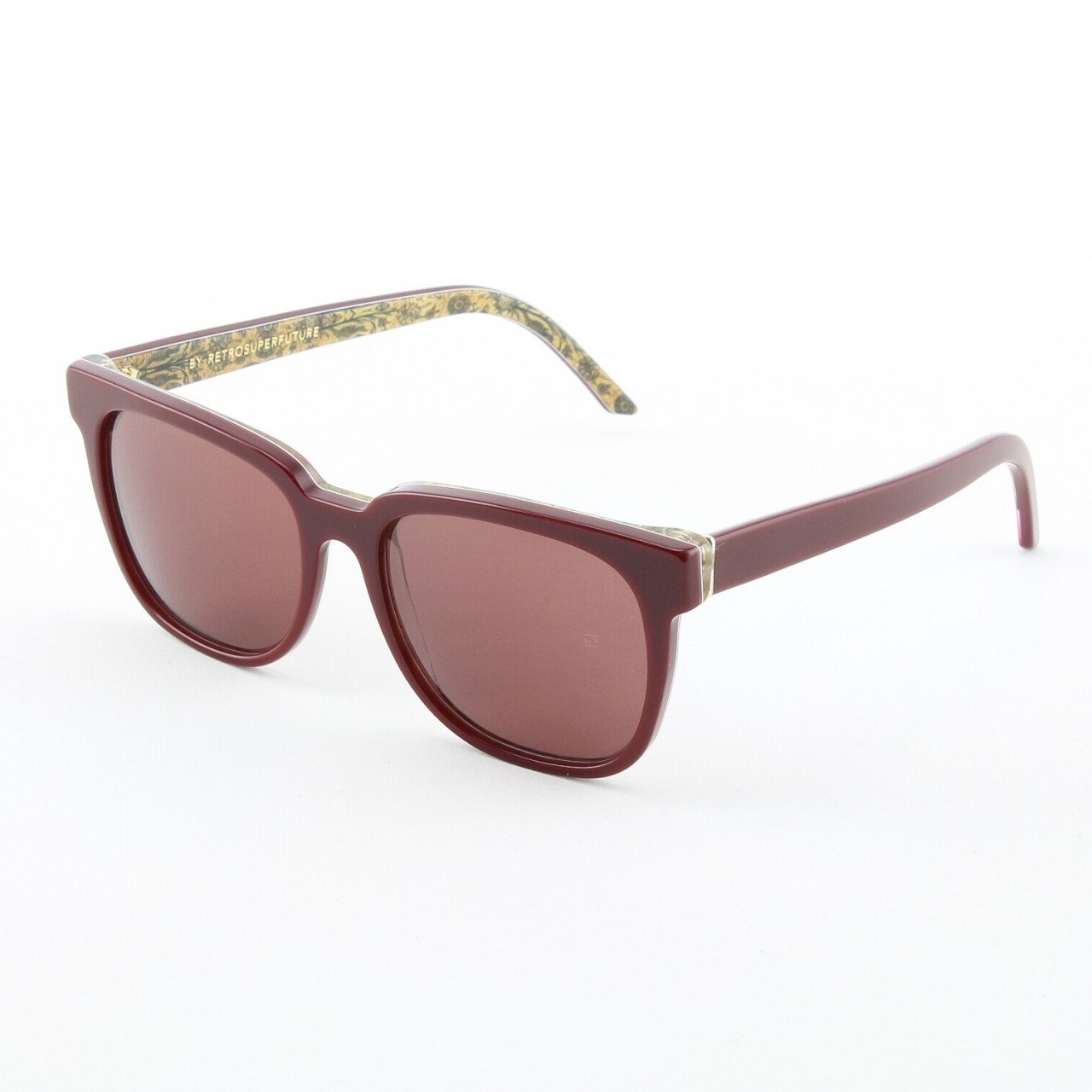 Super People 812/3T Sunglasses Wine Golden Tapestry with Red Zeiss Lenses by RETROSUPERFUTURE