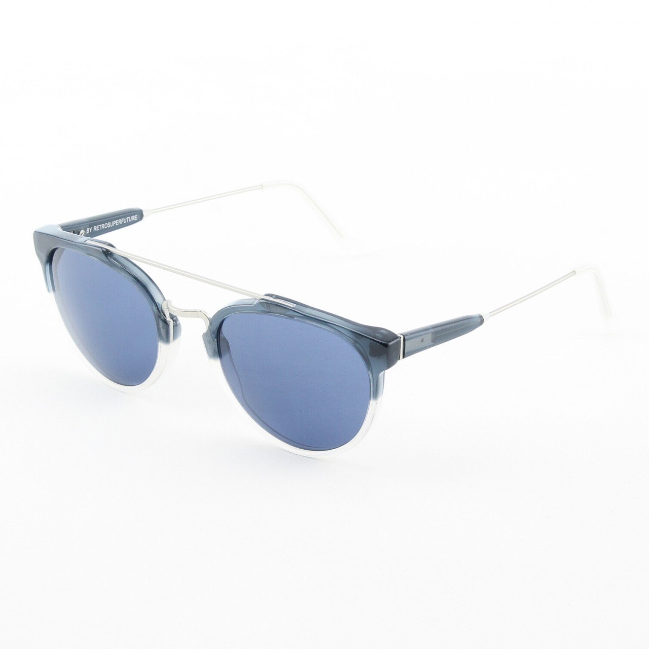 Super Giaguaro 570/3A Sunglasses Navy Beige with Blue Zeiss Lenses by RETROSUPERFUTURE