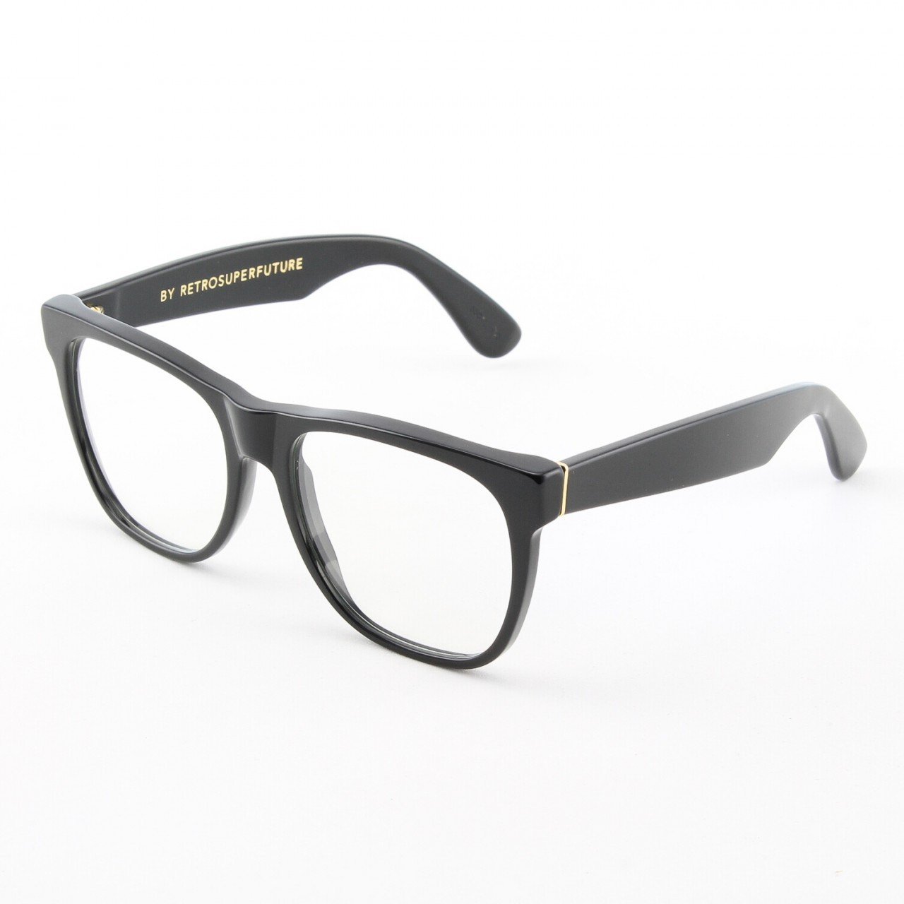 Super Classic 609/0T Eyeglasses Black Gold with Clear Zeiss Lenses by RETROSUPERFUTURE