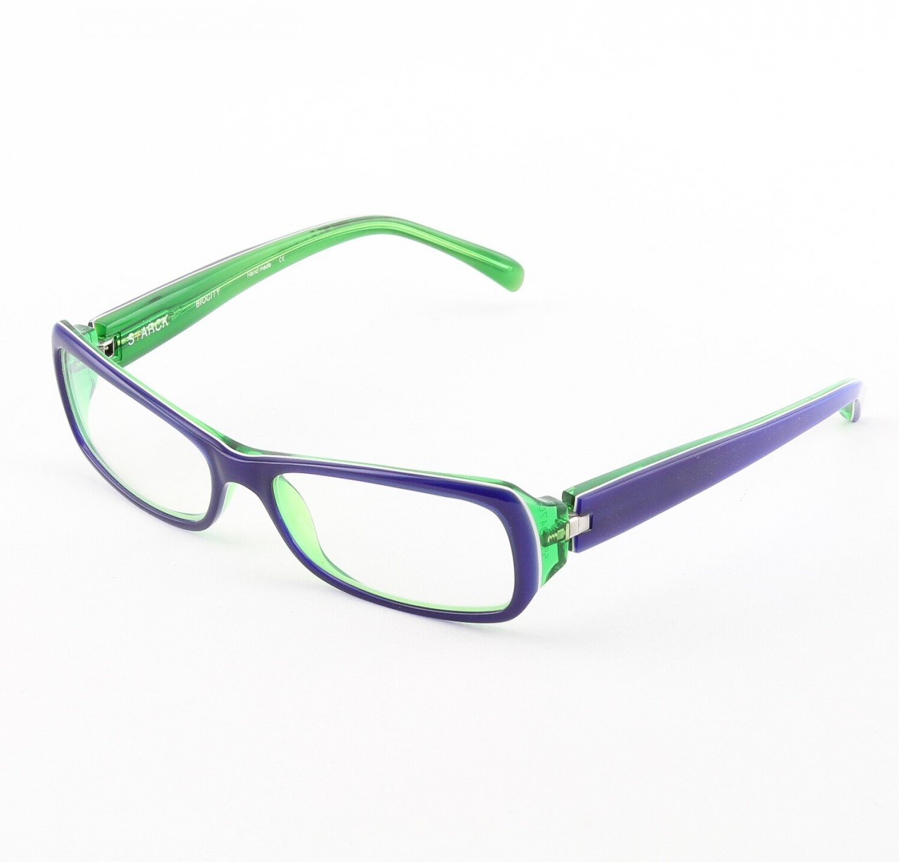 Starck Eyeglasses P0515 Col. 22 Blue, Lime Green with Clear Lenses