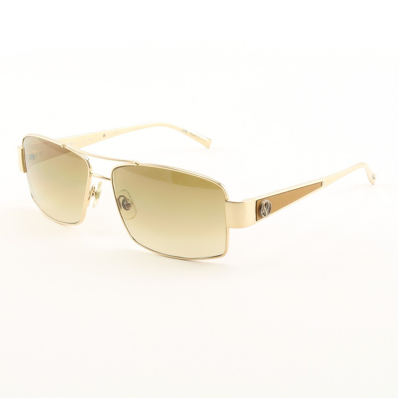 Loree Rodkin Jason Sunglasses by Sama Col. Gold with Brown Lenses, Leather and Sterling Silver