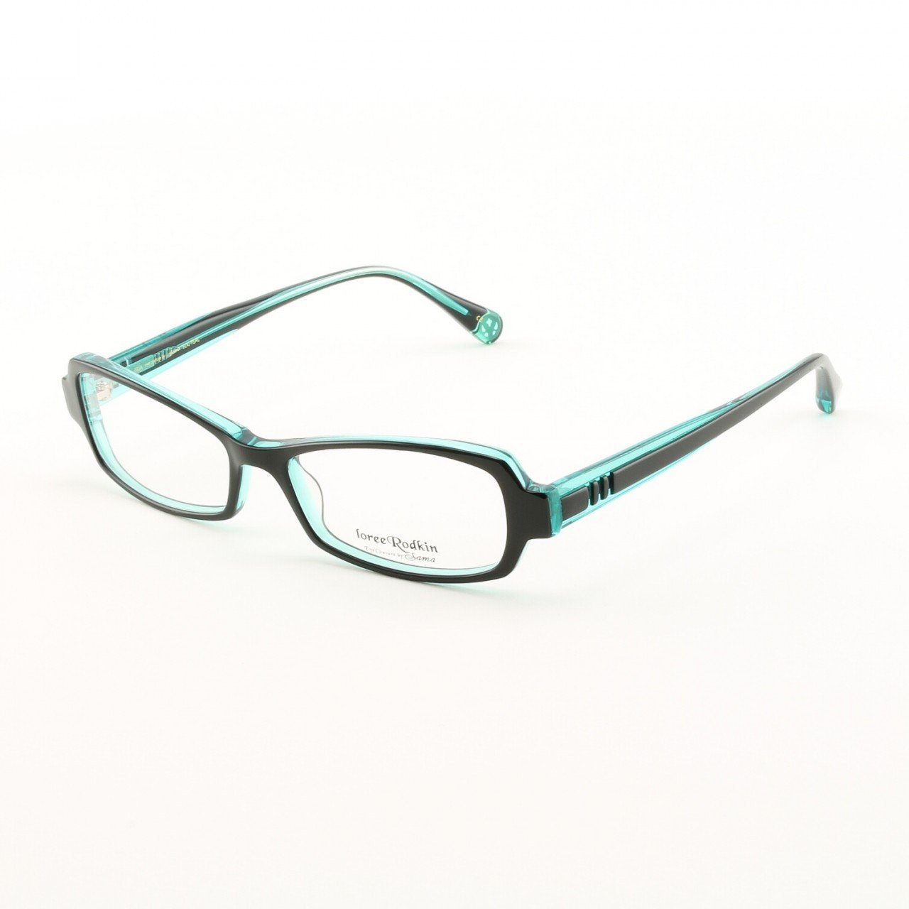 Loree Rodkin Isla Eyeglasses by Sama Col. Black and Teal with Clear Lenses