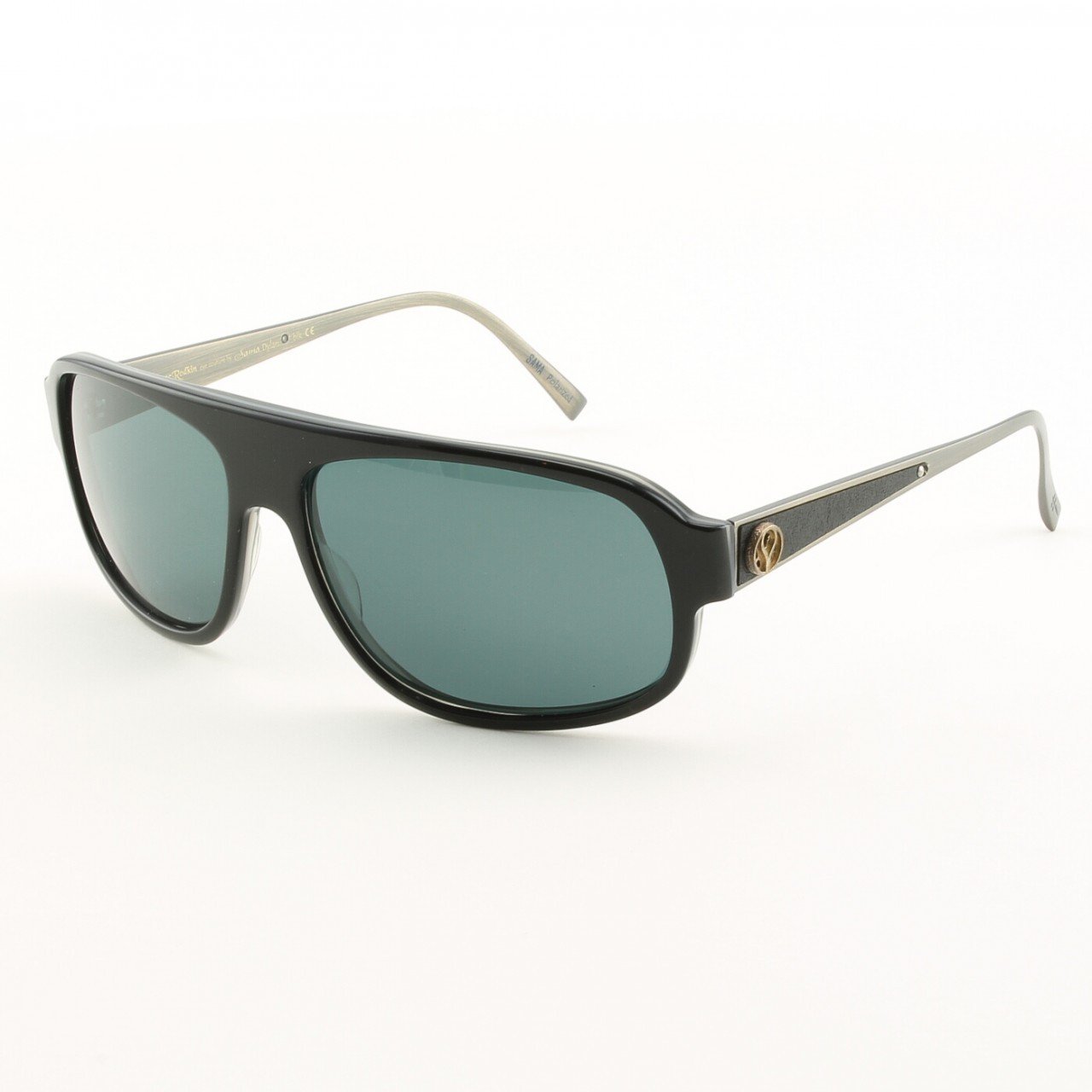 Loree Rodkin Dylan Sunglasses Black w/ Polarized Lenses, Leather and Sterling Silver