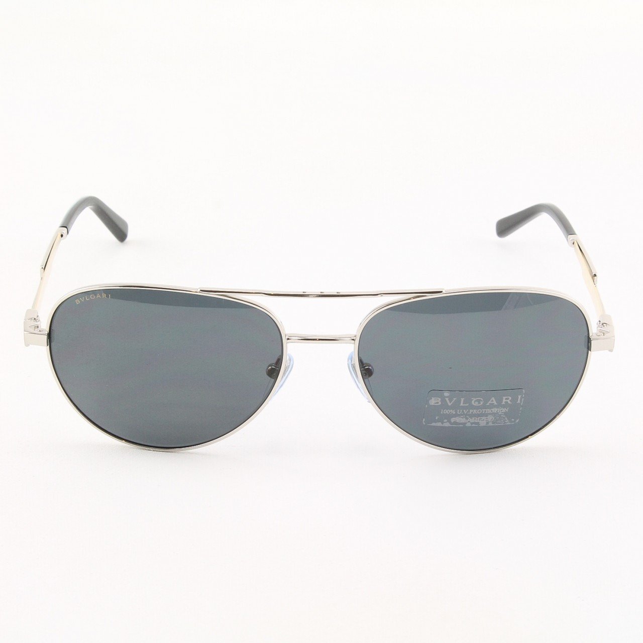 BULGARI BV5022K 408381 Titanium Platinum Aviator Sunglasses with Black Polarized Lenses 60mm