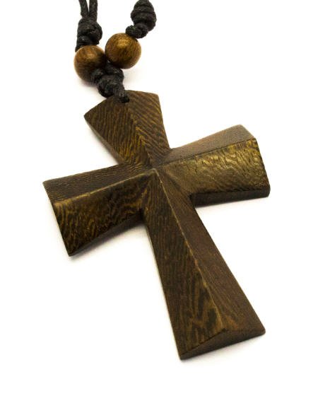 Iron Cross Pendant - 3D Iron Cross wood pendant with Necklace!