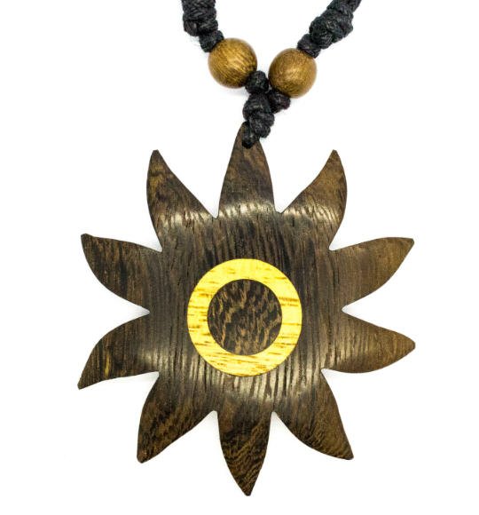 Bali Sun Pendant - Sun Shaped wood pendant Necklace!