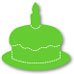 Birthday Cake with Candle, party, celebration, Small Green Sizzix