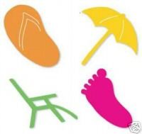 Beach Set #2 die cuts beach chair umbrella sandal footprint, Sizzix Sizzlits Ellision #38-9687
