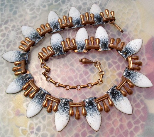 1950's MATISSE Vintage COPPER ENAMEL Necklace Earrings DEMI