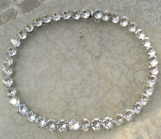 Unsigned EISENBERG Vintage MULTI FACET RHINESTONE Necklace